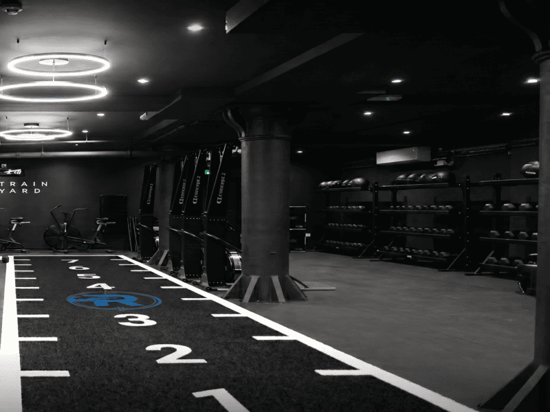 gym turf backing and thatch detail